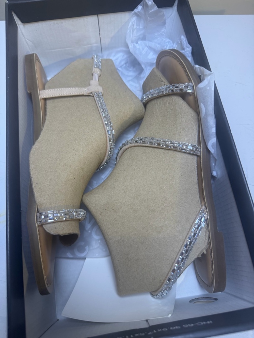 INC International Concepts Tan Sandals with Silver Crystal Straps - Picture 10 of 10